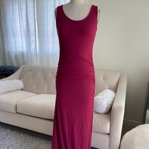 Magenta tank maxi dress with side slit- S